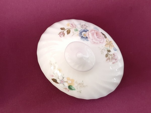 W177-N29-3001 MINTON ミントン Rose Garland シュガーポット 洋食器 茶器 箱あり 現状品③_画像8