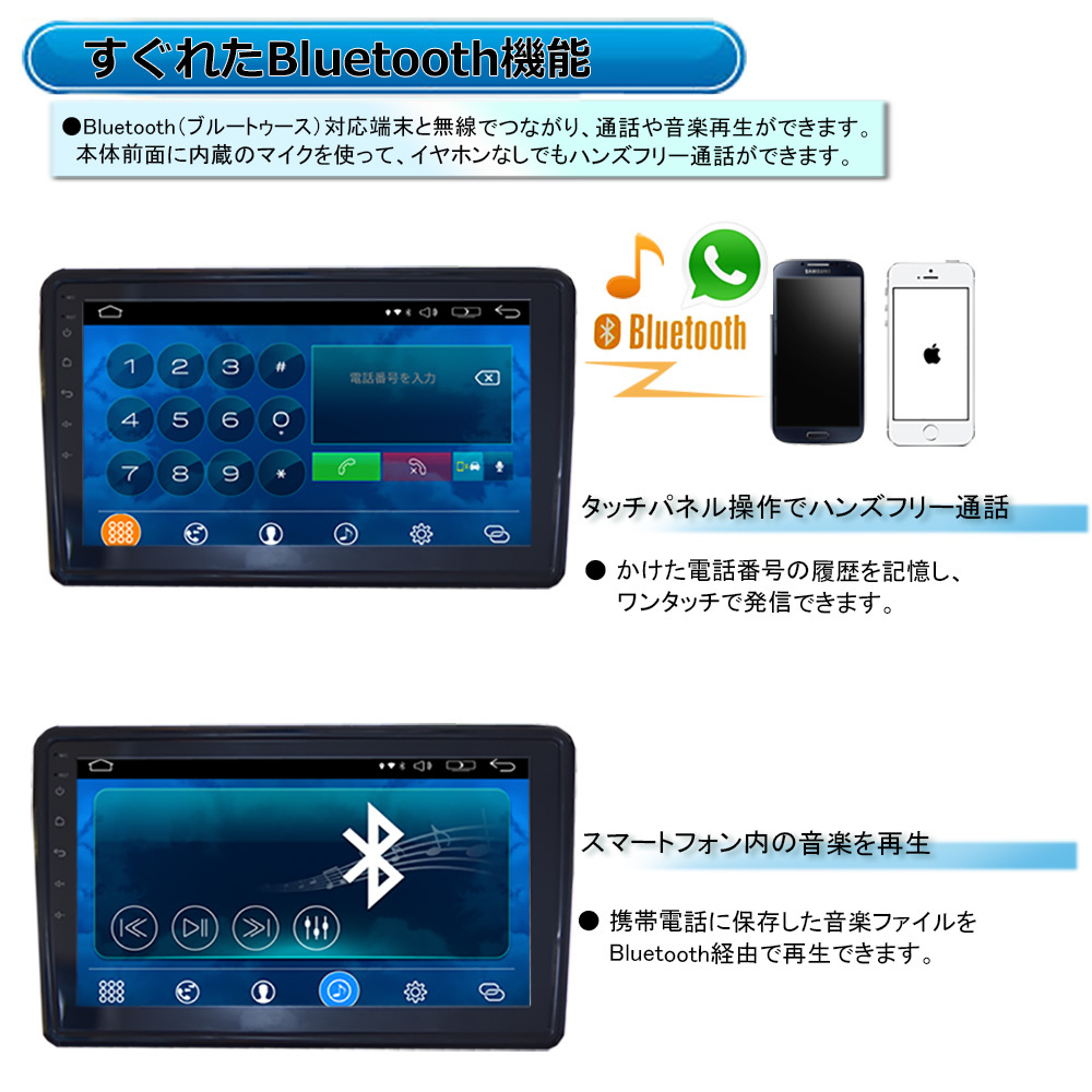 送料無料！　車載10.1インチ2DIN角度調整 Androidカーナビ+4×4フルセグチューナーセット大画面車用ナビ「D484]_画像5