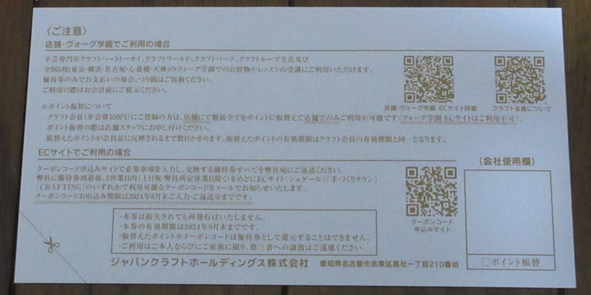 ☆即決あり☆　ジャパンクラフト(旧藤久)　株主ご優待券　6,000円(1000円×6枚)　☆_画像2