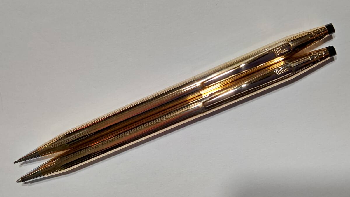 1-6 旧ロゴ 筆記体 CROSS クロス クラシックセンチュリー シャープペンシル＆ボールペン 2本セット 筆記確認 14KT GOLD FILLED ケース入り 