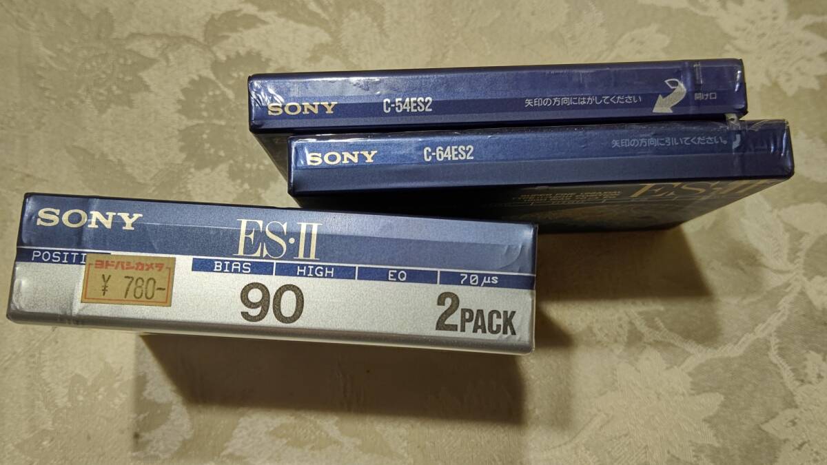 当時物 日本製 カセットテープ ハイポジション 4本セット SONY ES・Ⅱ（90×２，64×１，54×１）未開封の画像2