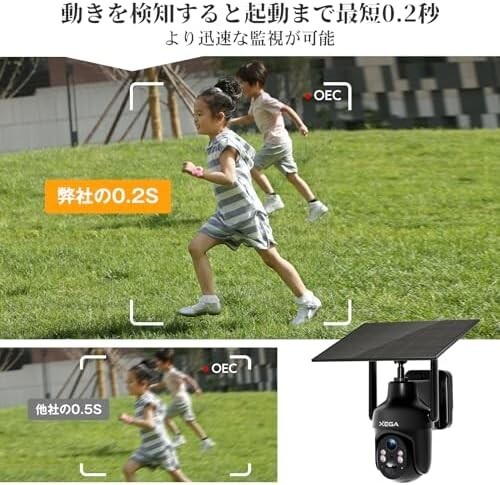 【送料無料】XEGA 防犯カメラ 屋外 ソーラー 監視カメラ - 2K Wi-Fi 屋外カメラ 0.2秒快速起動 回転速度調整可_画像3