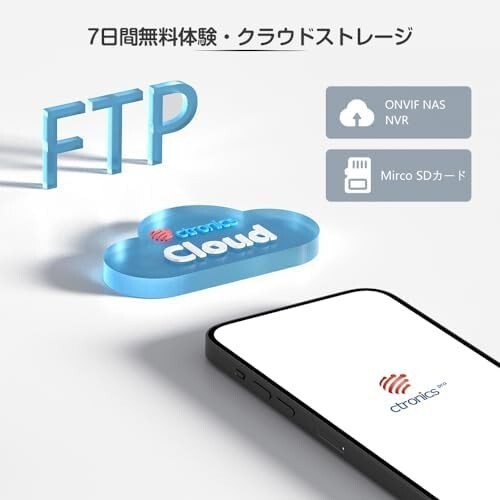 【送料無料】Ctronics 防犯カメラ 屋外 自動追跡 AIヒューマン検知 声光威嚇 スマート暗視 ナイトカラー 360° 全_画像7