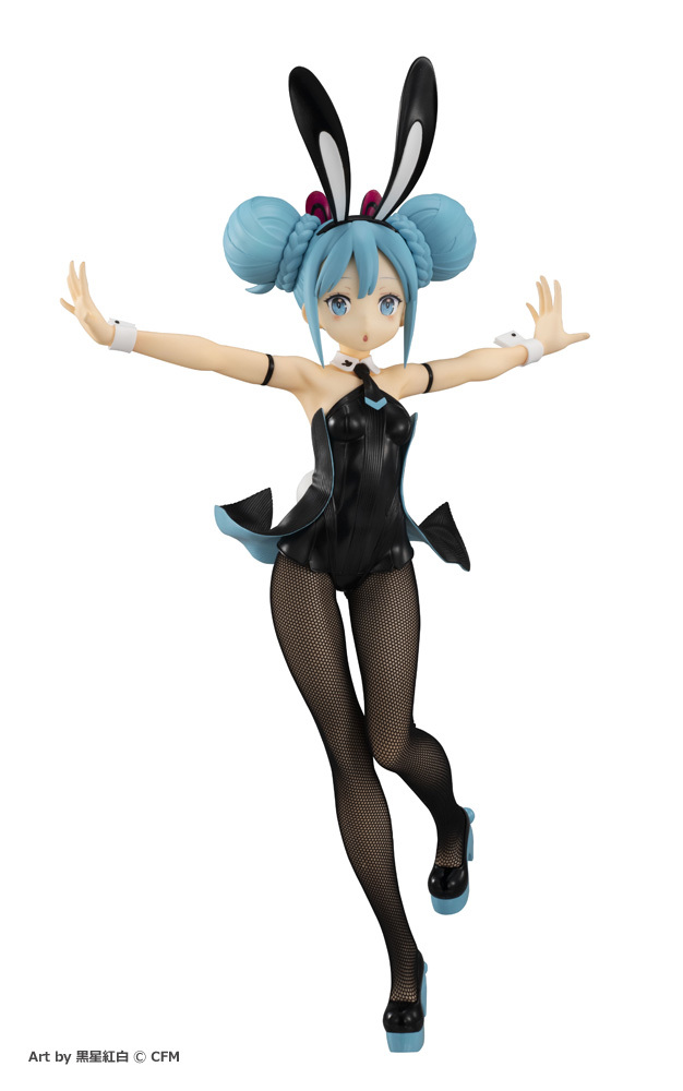 【新品未開封】初音ミク BiCute Bunnies Figure フィギュア 黒 バニー 網タイツ 黒星紅白 _画像1