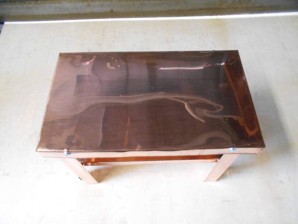 銅ミニテーブル　30×17×19　キャンプテーブル　折り畳み　珍品　自作_画像6