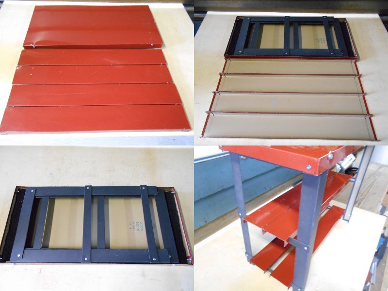 3段テーブルラック サイドテーブル 赤 キッチンラック 53×25×H43.5 ガルバ キャンプテーブルラック 洗物置場 折り畳み 耐熱 防水 自作の画像9