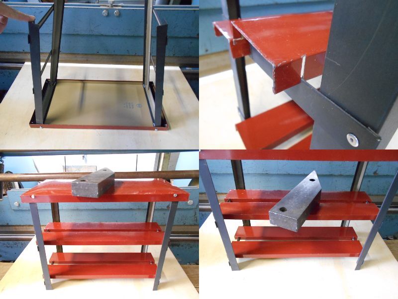3段テーブルラック サイドテーブル 赤 キッチンラック 53×25×H43.5 ガルバ キャンプテーブルラック 洗物置場 折り畳み 耐熱 防水 自作の画像7