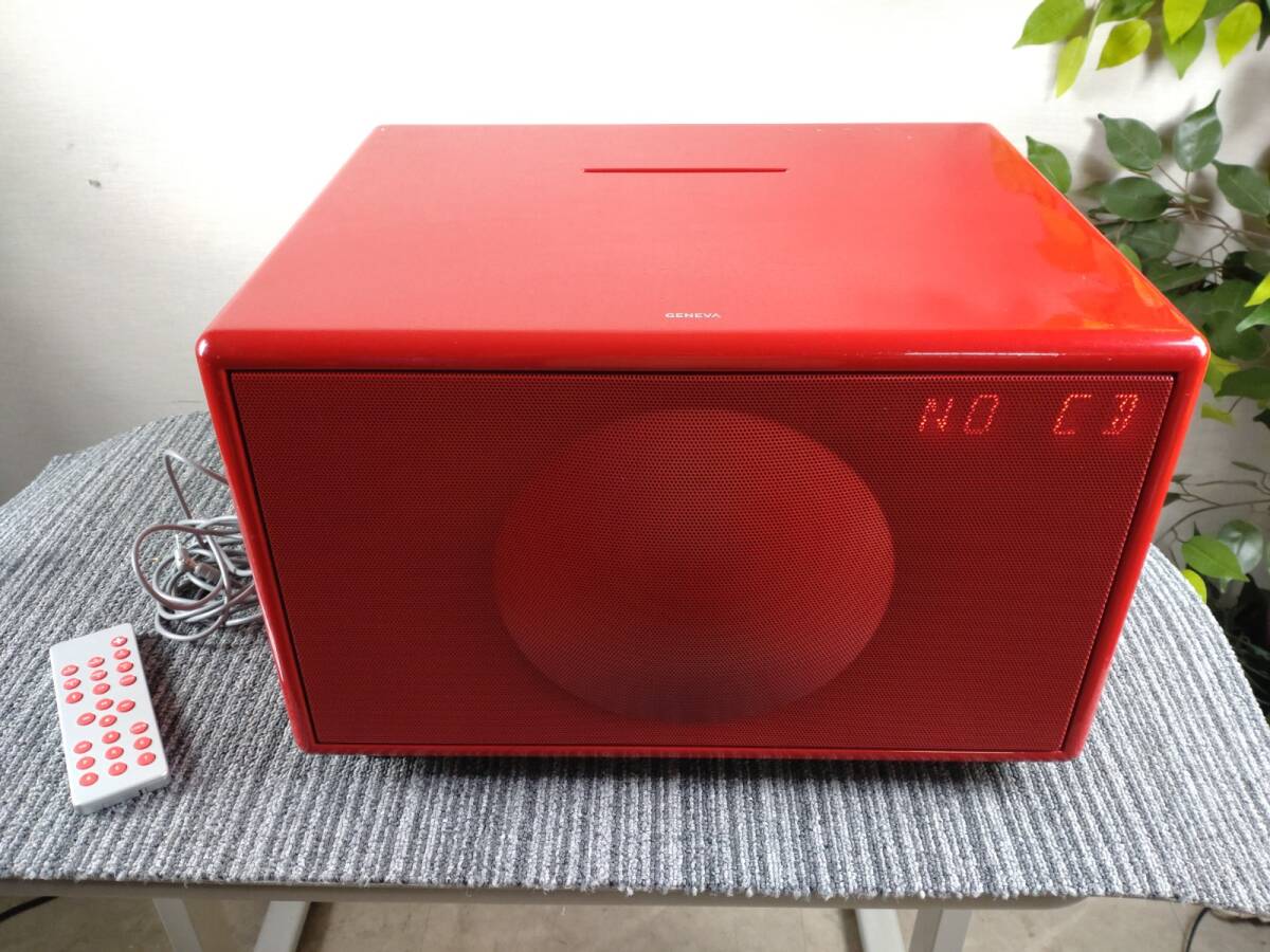 2969-02★音出し確認済★Geneva Sound System Model L(with Bluetooth）CD、FM/DAB+ ラジオ、 レッド★_画像1