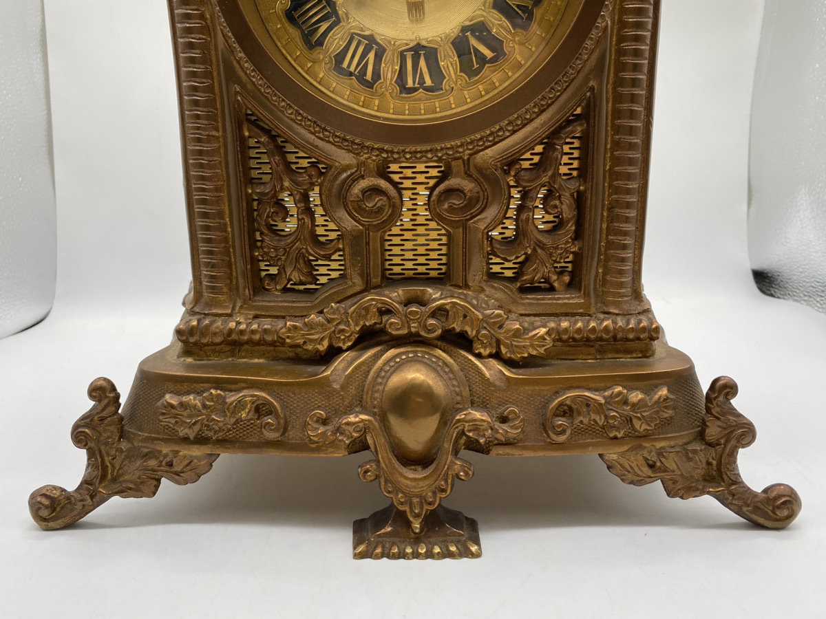 3188-05★アンティーク時計 ヨーロッパ式時計 置き時計 レトロ ヴィンテージ 洋式時計 ローマ数字時計 ゴールド★の画像3
