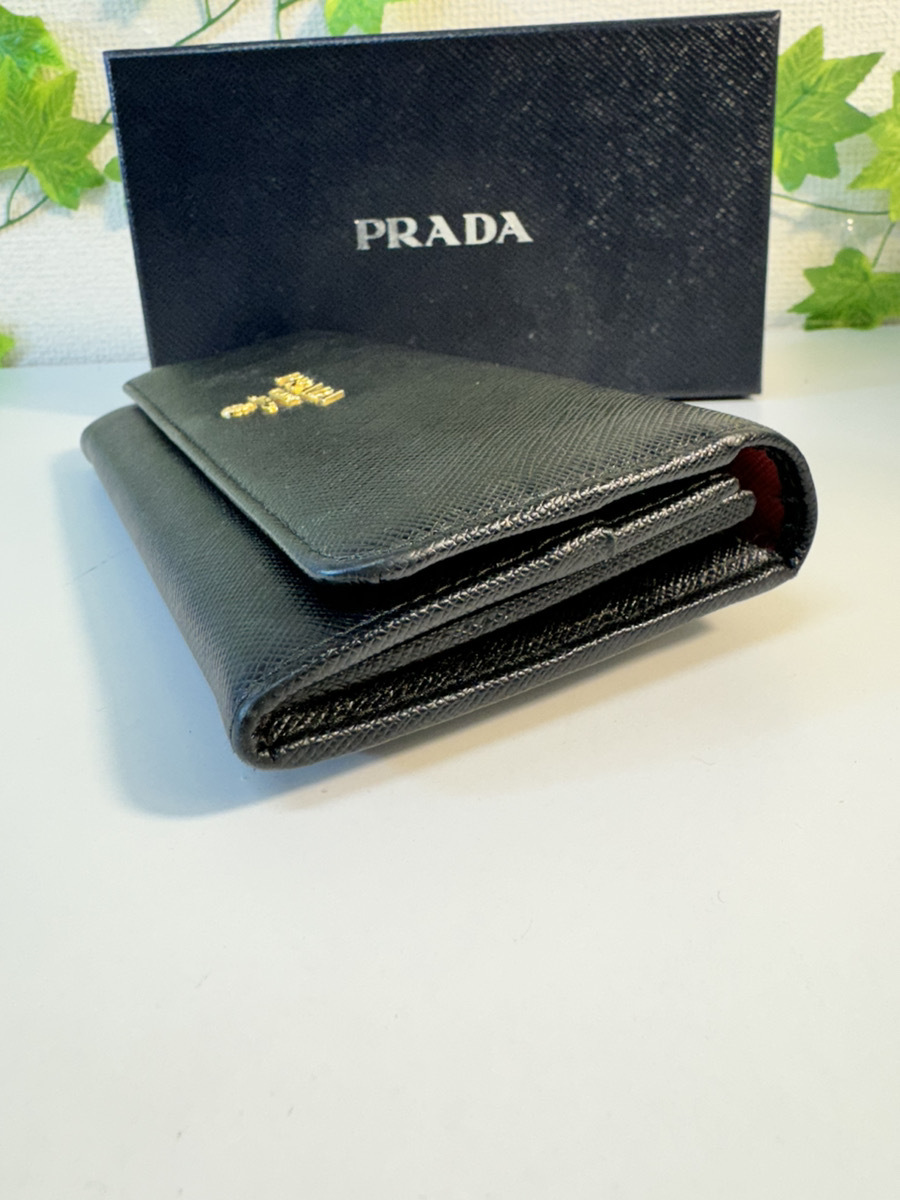 3258-01★PRADA/プラダ 長財布 サフィアーノ ファスナー刻印riri レディース長財布 ブラック★_画像7