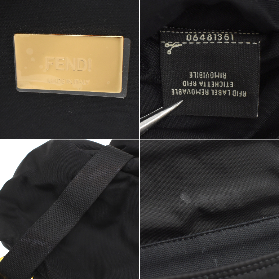 フェンディ ミニ リュック バックパック バケット FF金具 ナイロン ブラック FENDI 1点限定_画像9