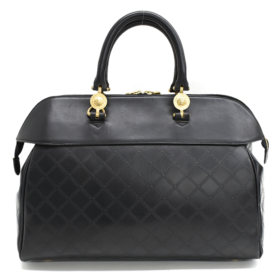  Versace Boston bag travel travel bag 2way sun Burst leather black VERSACE 1 point limitation 