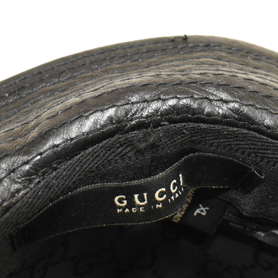  Gucci hat hat leather black web stripe Sherry line size XL GUCCI