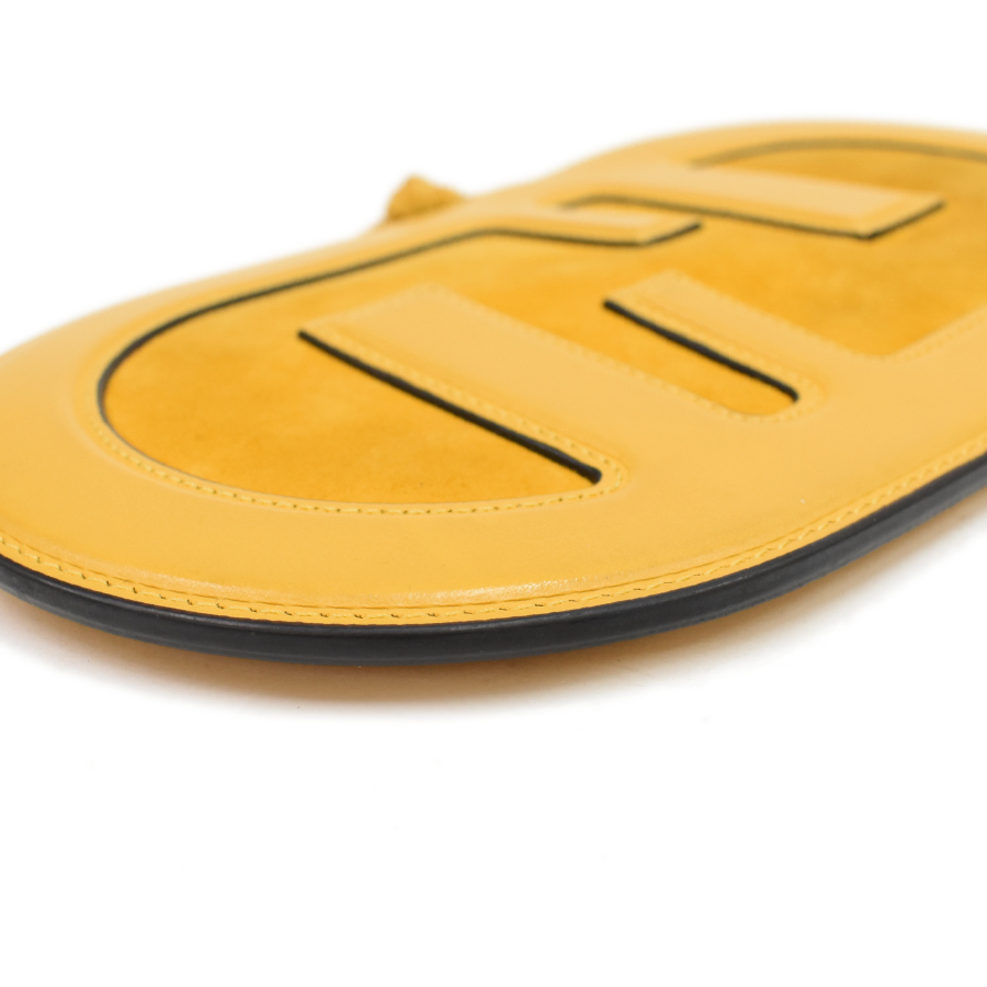  Fendi o- блокировка phone держатель плечо сумка смартфон кейс FF Logo кожа замша желтый FENDI