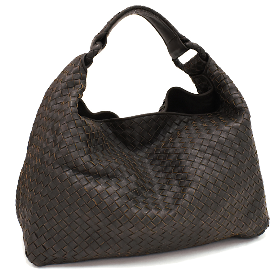 ボッテガヴェネタ イントレチャート トートバッグ ハンドバッグ レザー ダークブラウン BOTTEGA VENETA_画像1