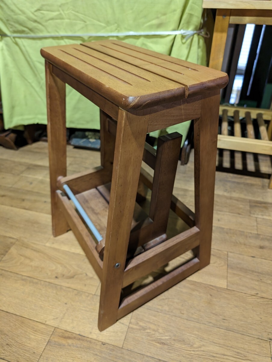 木製 踏み台 折りたたみ 2段 脚立 収納式 階段 足場 ステップ ツール 椅子 チェア 家具 (03126_画像6