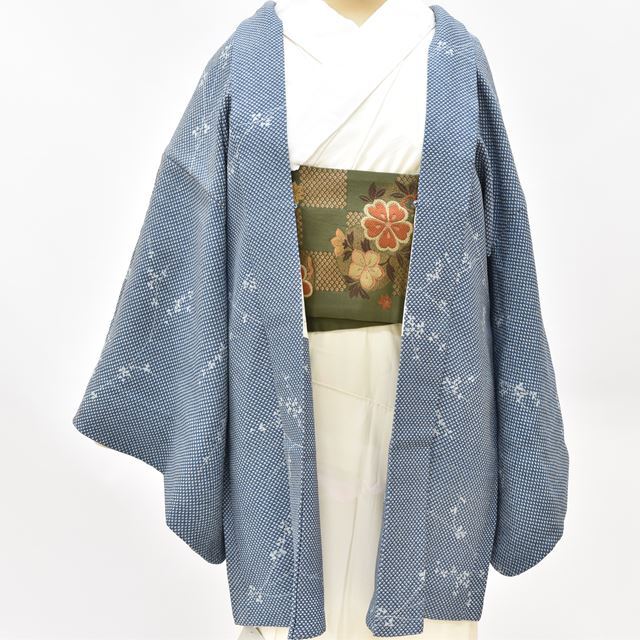 1 jpy beautiful goods feather woven silk blue series deer. . writing sama length 77cm is hutch including in a package possible [kimonomtfuji] 1nfuji43588