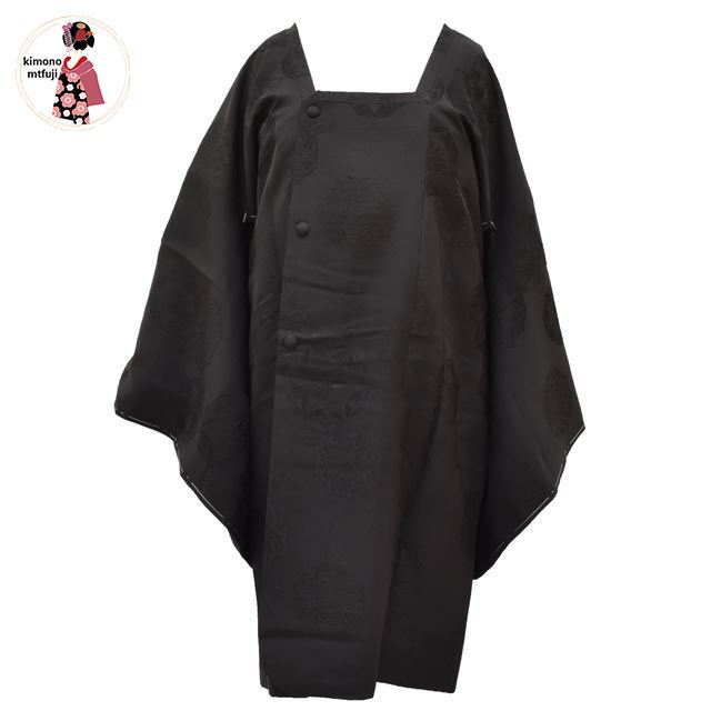 1 jpy beautiful goods road line coat silk black color . writing sama length 94.5cm kimono including in a package possible [kimonomtfuji] 1nfuji43664