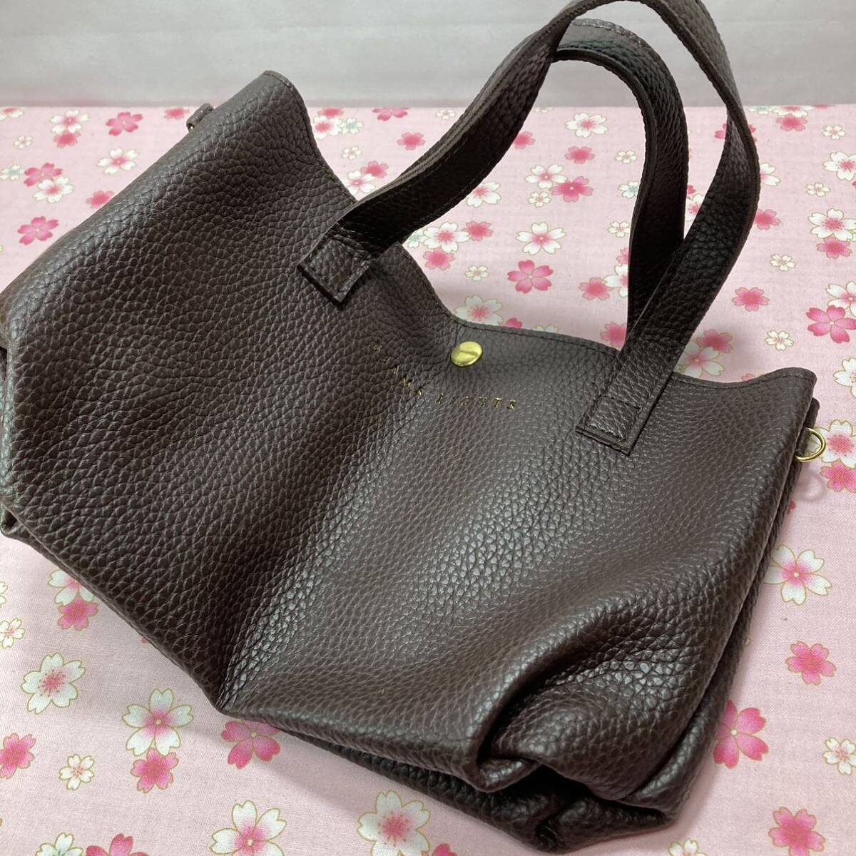 BEAMS Beams LIGHTSlaitsu×harris tweed[ both sides pretty ] shoulder tote bag ( Brown ) handbag pochette lunch tote bag Mini bag 