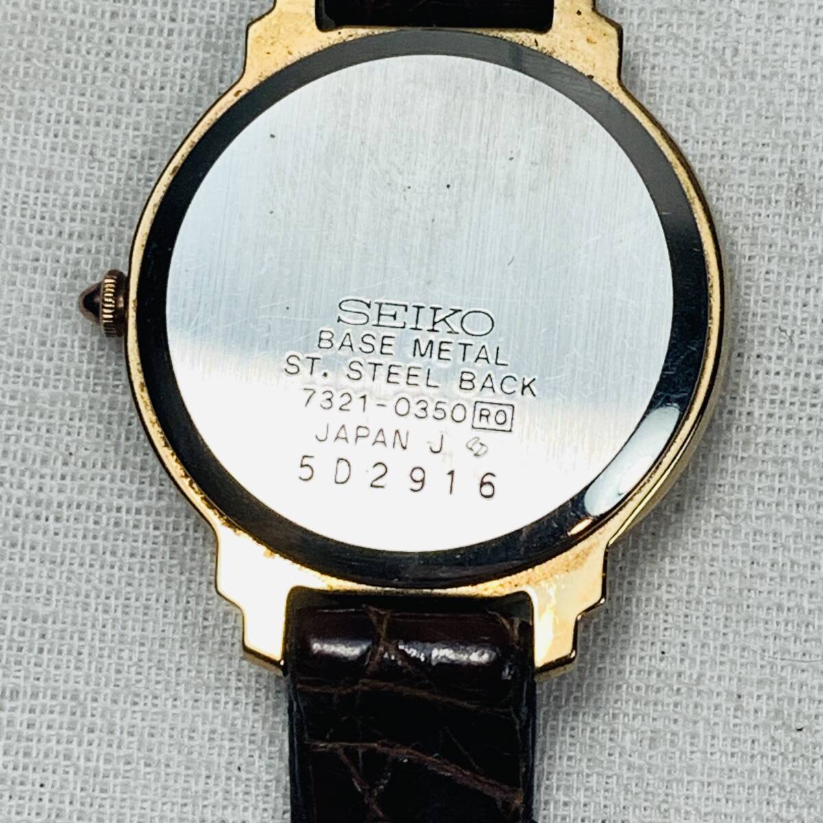 SEIKO セイコー 腕時計 7321－0350 レディース ブラウン 動作確認未 リュウズ動作確認済み USED品 1円スタート_画像4