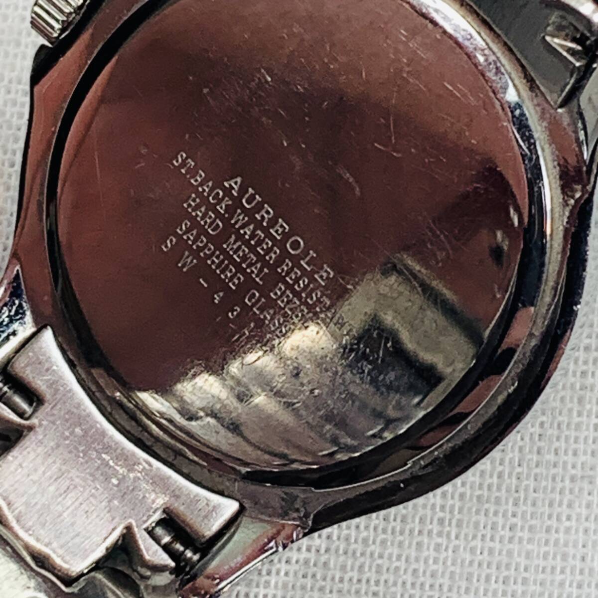AUREOLE オレオール 腕時計 SW-431L シルバー ブルー文字盤 動作確認未 リュウズ動作確認済み USED品 1円スタート_画像3