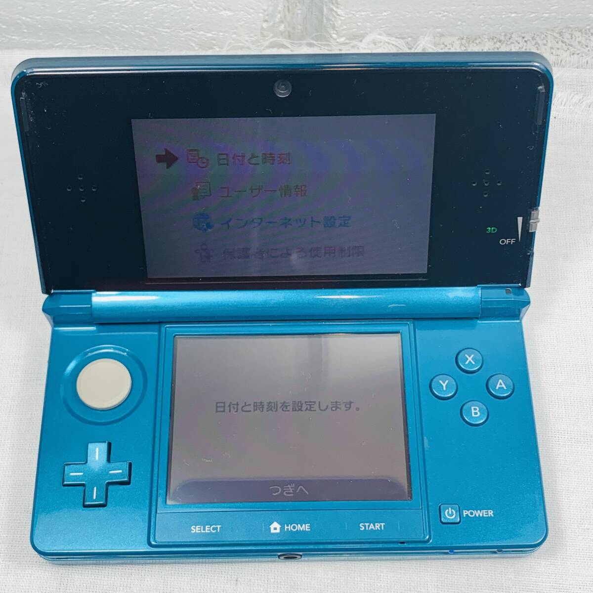 Nintendo 3DS 本体 アクアブルー 初期化済み 動作確認済み ケース付き USED品 1円スタート_画像3