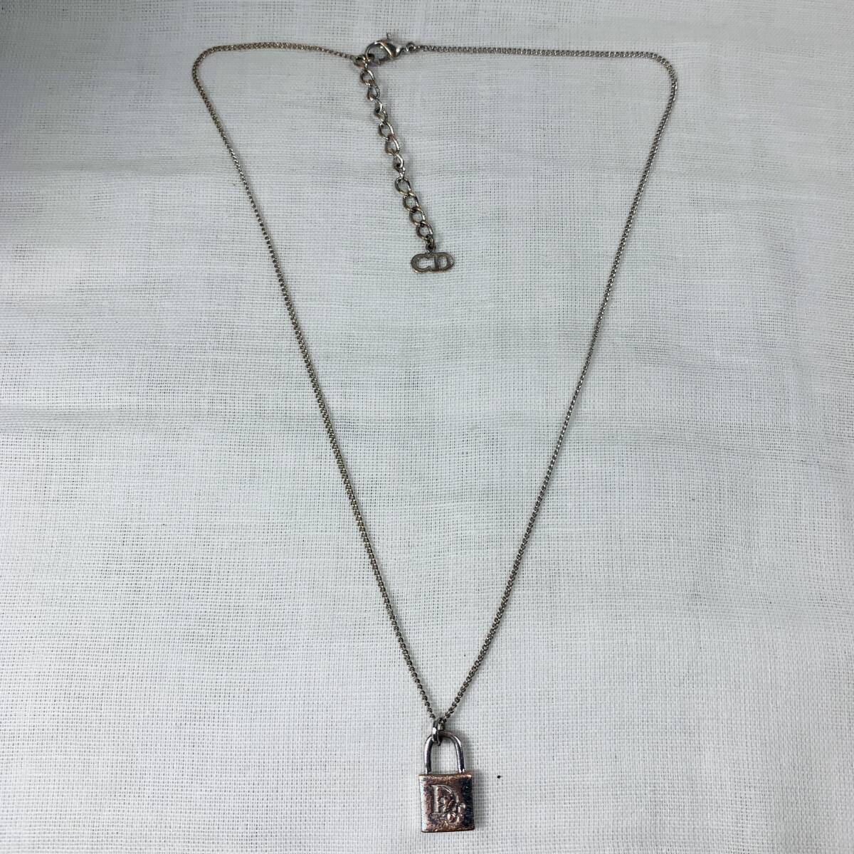 Christian Dior クリスチャンディオール ネックレス シルバー アクセサリー USED品 1円スタートの画像2