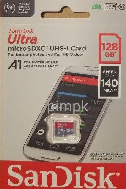 サンディスク microSDXC UHS-Ⅰ 128GB 140MB/秒 SanDisk Ultra 海外パッケージ マイクロSD