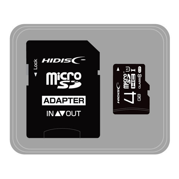 送料無料 マイクロSDカード 4GB クラス10 UHS-1 SD変換アダプタ付き ケース付き microSDHC HDMCSDH4GCL10UIJP3/2415 HIDISC_画像2