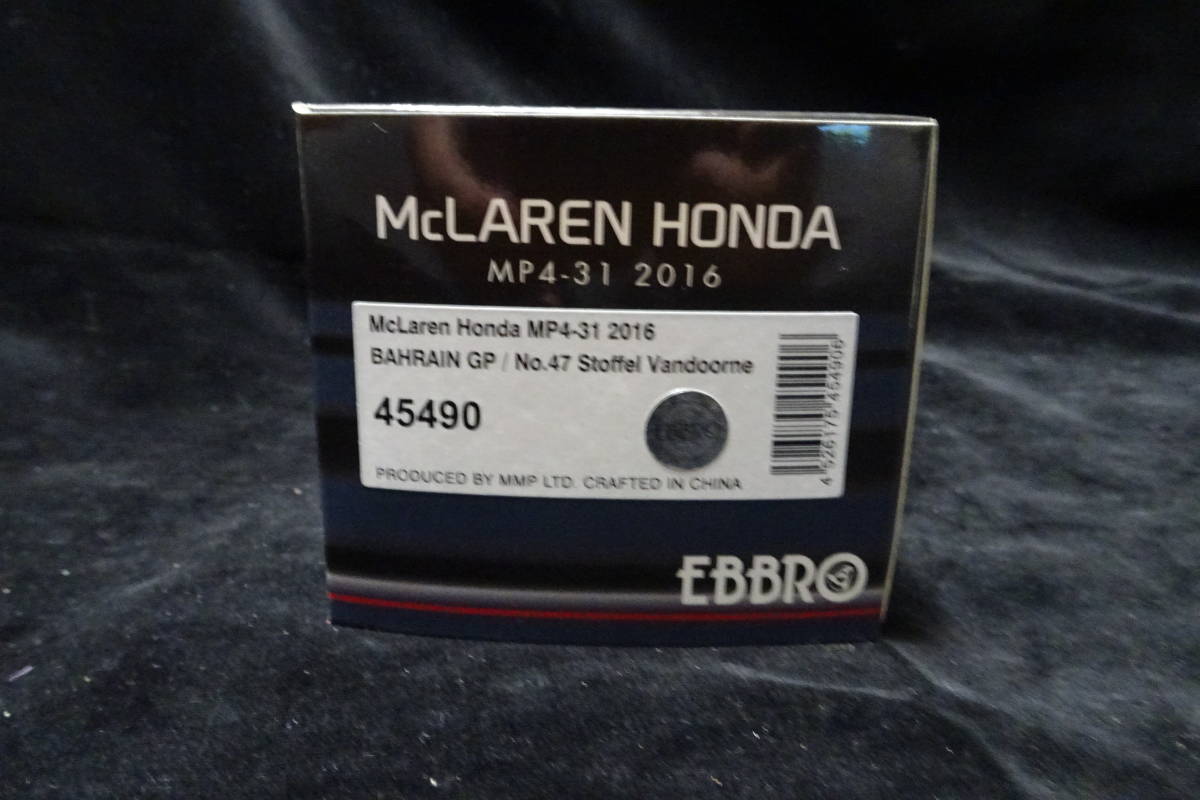 【EBBROミニカー】McLaren Honda MP4-31 2016 BAHRAIN GP / No.47 Stoffel Vandoorne (45490）マクラーレン_画像3