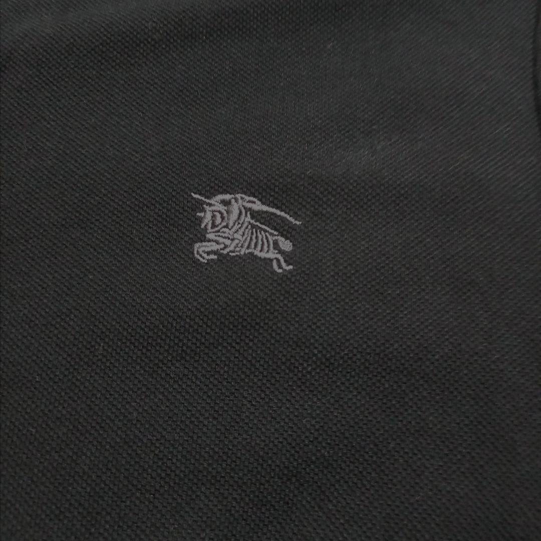 バーバリーブラックレーベル　半袖ポロシャツ　鹿の子　黒　ホースロゴ刺繍　サイズ2_画像5