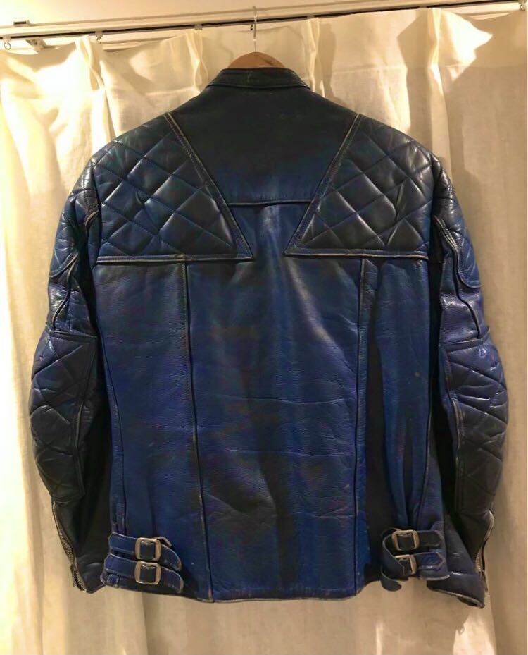 【70s】 interstate leather レザーライダース インターステイト ルイスレザー ハイウェイマン ヴィンテージ lewis leather 青 ブルーの画像2