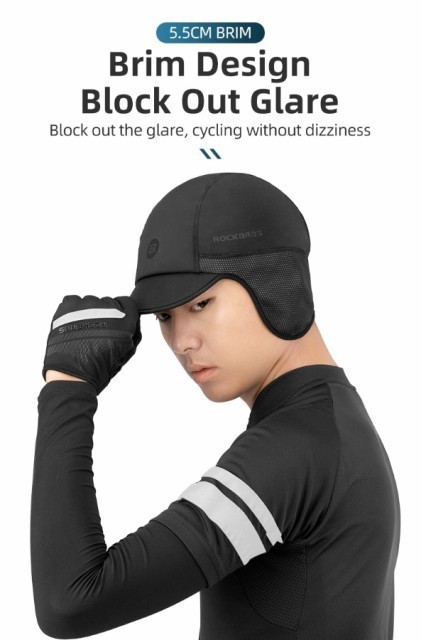 送料無料 サイクリングキャップ 自転車用帽子 耳当て付き 防風 フリース 防寒 あったか帽子 アウトドア ウィンターキャップ_画像3