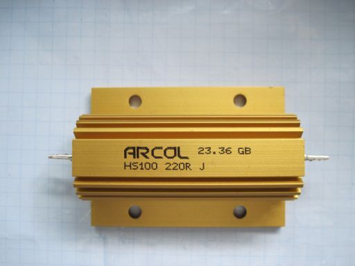 103PC机　Arcol シャーシ取り付け抵抗器　HS100　220R　J　220Ω±5%　100W　未使用品ですが長期保存品　キズ、汚れ、スレ等有　1個_画像1