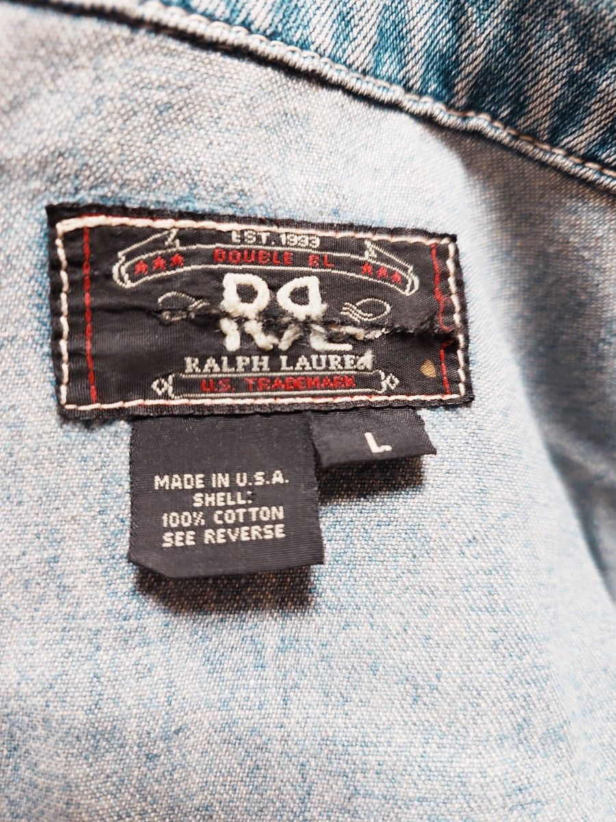 RRL 90s 三ツ星タグ デニムジャケット ジャケット L 2nd アメカジ ブルー 三つ星 シンチバック