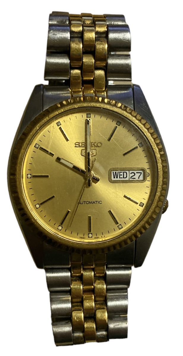 SEIKO セイコー セイコー5 ゴールド文字盤 AT/自動巻 7626-3110 メンズ腕時計 コンビカラー_画像2