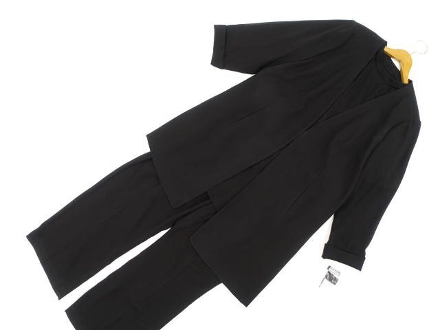 大きいサイズ 新品タグ付 n’ Callarus 長袖ジャケット+七分袖チュニックブラウス+スラックス 洗えるブラックフォーマル3点セット 5L 黒