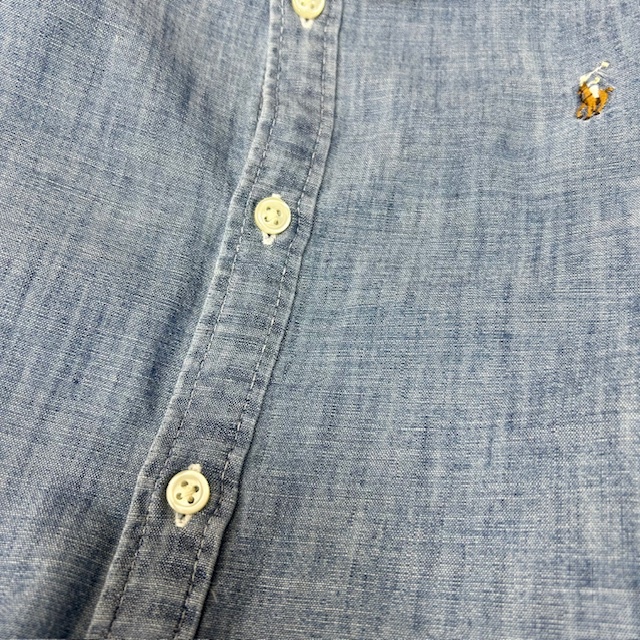 sh●651 POLO Ralph Lauren シャンブレーシャツ キッズ 14 150 ラルフローレン コットン 長袖 薄手 刺繍ロゴ 子供服