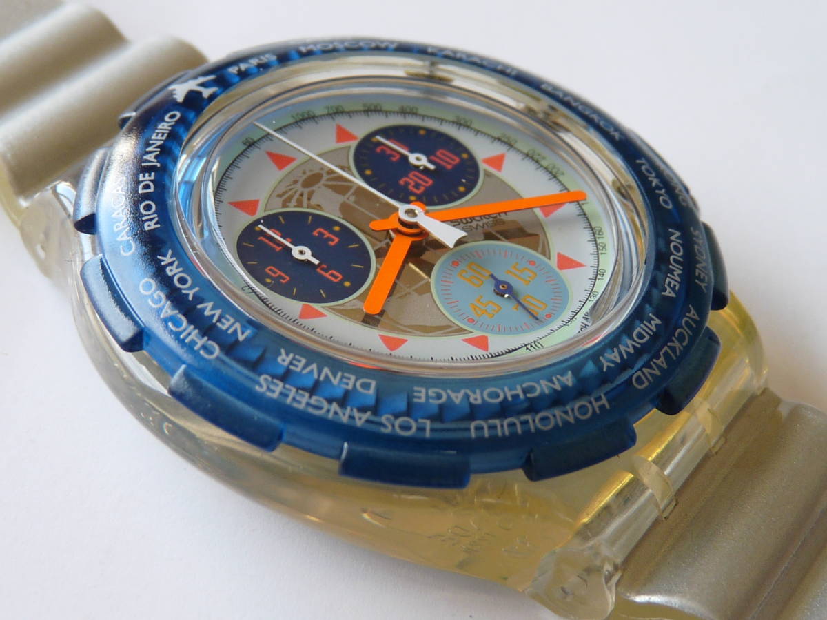  unused battery replaced Swatch Swatch Aquachrono 1995 year of model HAPPY LANDING product number SBK109