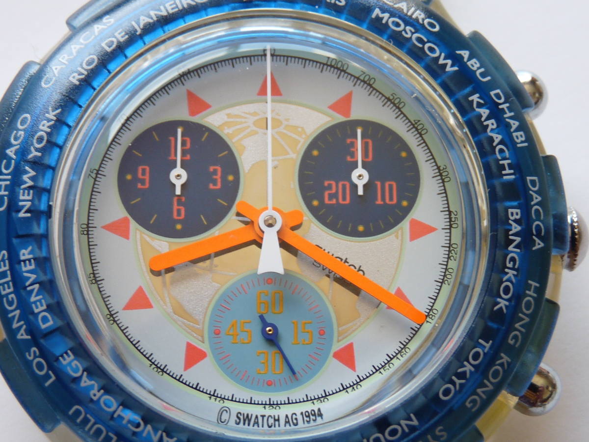  unused battery replaced Swatch Swatch Aquachrono 1995 year of model HAPPY LANDING product number SBK109