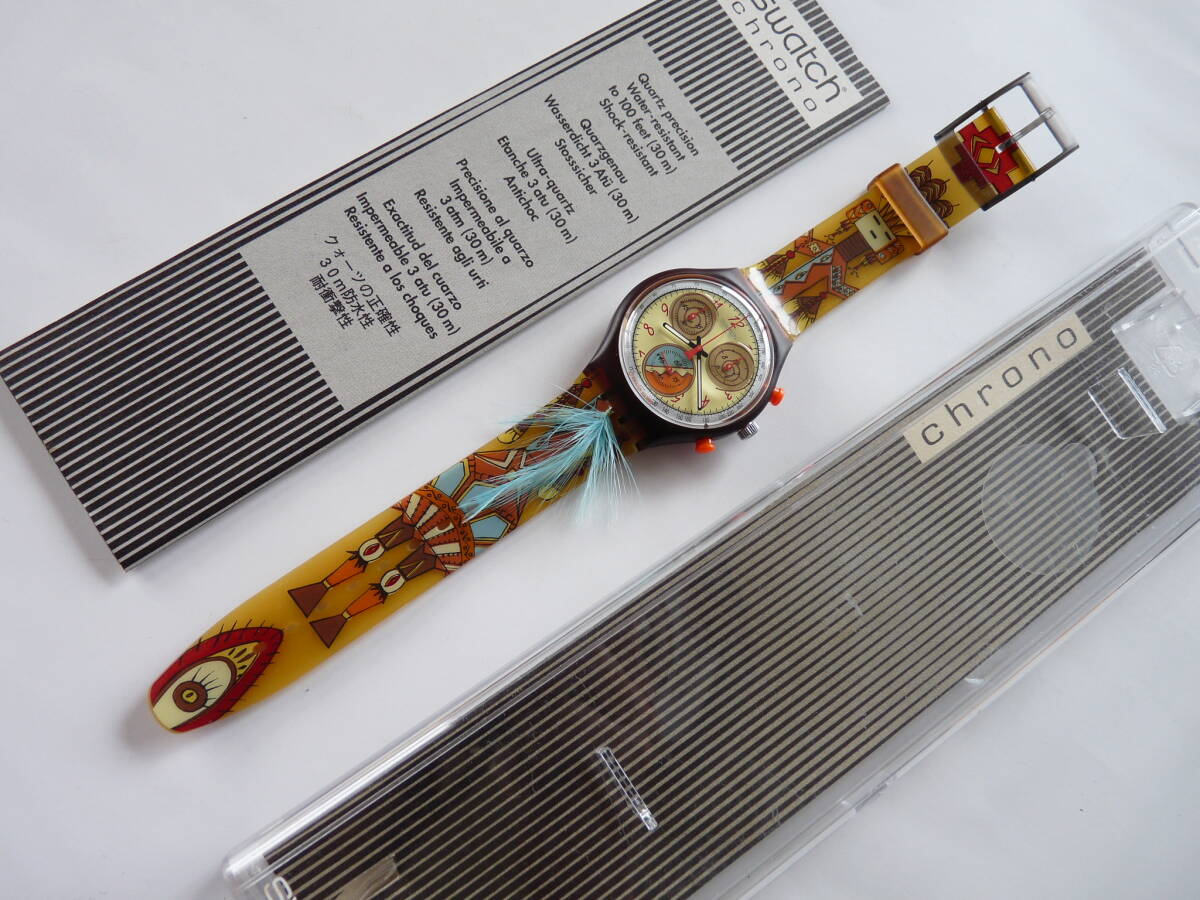 未使用電池交換済 稼働中 スウォッチ Swatch 1994年モデル DANCING FEATHERS 品番SCO100 スモールタイプの３針部が球面形状 ベルト曲がり有の画像5