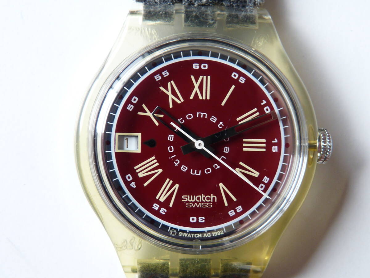 使用品 良品 スウォッチ Swatch 1993年オートマチック Graue Huette 品番SAK400 9時方向にデイト表示有りの画像2