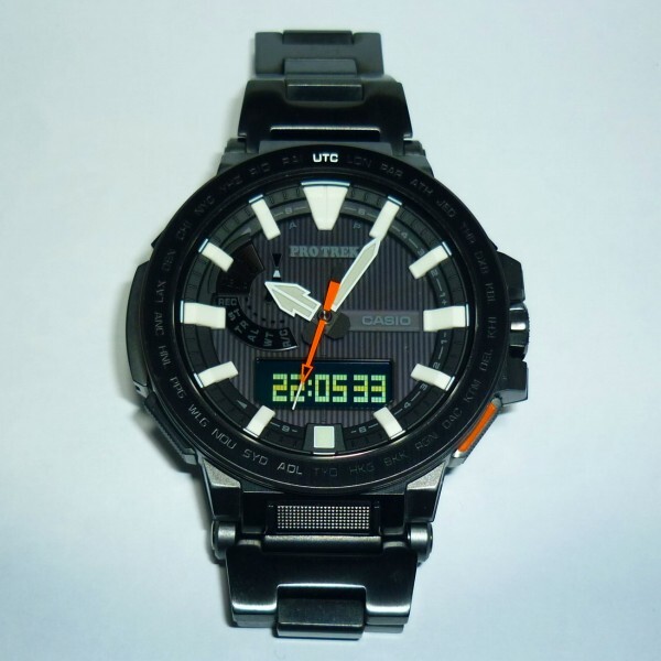 極美品 カシオ CASIO プロトレック マナスル PRO TREK PRX-8000YT-1JF MANASLU ブラックチタン ソーラー電波時計_画像1