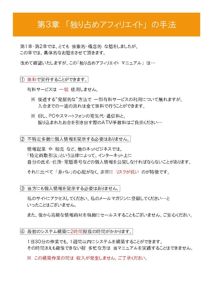 時間がなくてアフィリエイトに挫折したあなたへ！　「独り占めアフィリエイト マニュアル」_画像5