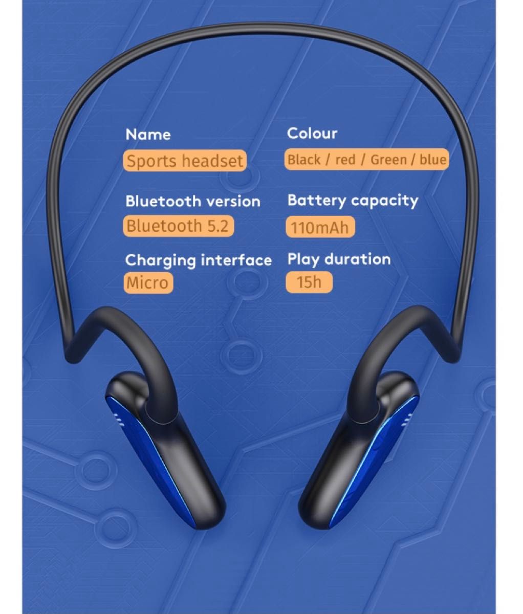 イヤホン ワイヤレスイヤホン ヘッドセット ゲーミングヘッドセット 骨伝導　Bluetooth 耳掛け式 M-D8 グリーン