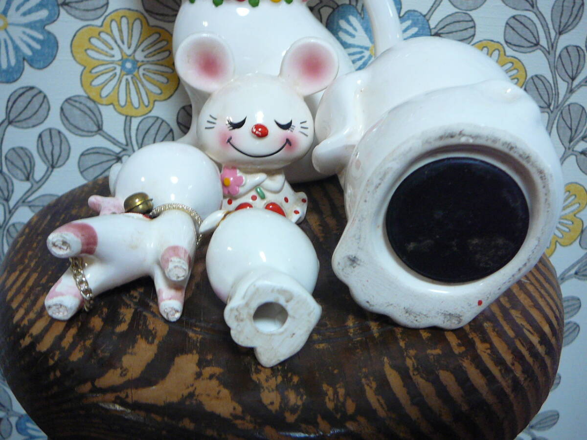  Showa Retro inside wistaria Rene RUNE other savings box ceramics total 5 piece 