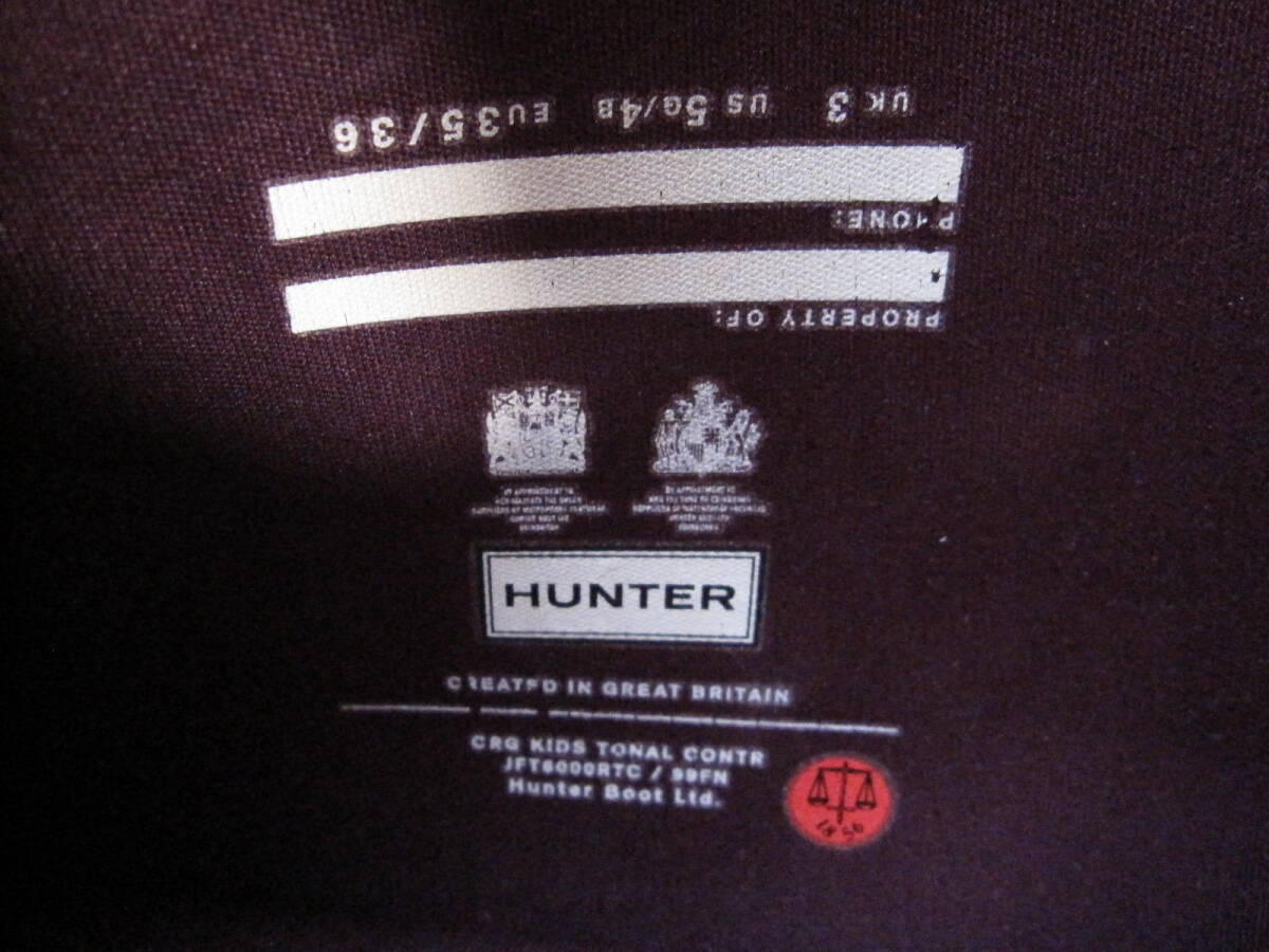 HUNTER ハンター レインブーツ 濃いパープル 22cm-22.5cm UK3 EU35/36 USEDキレイ 雨具 長靴_画像3