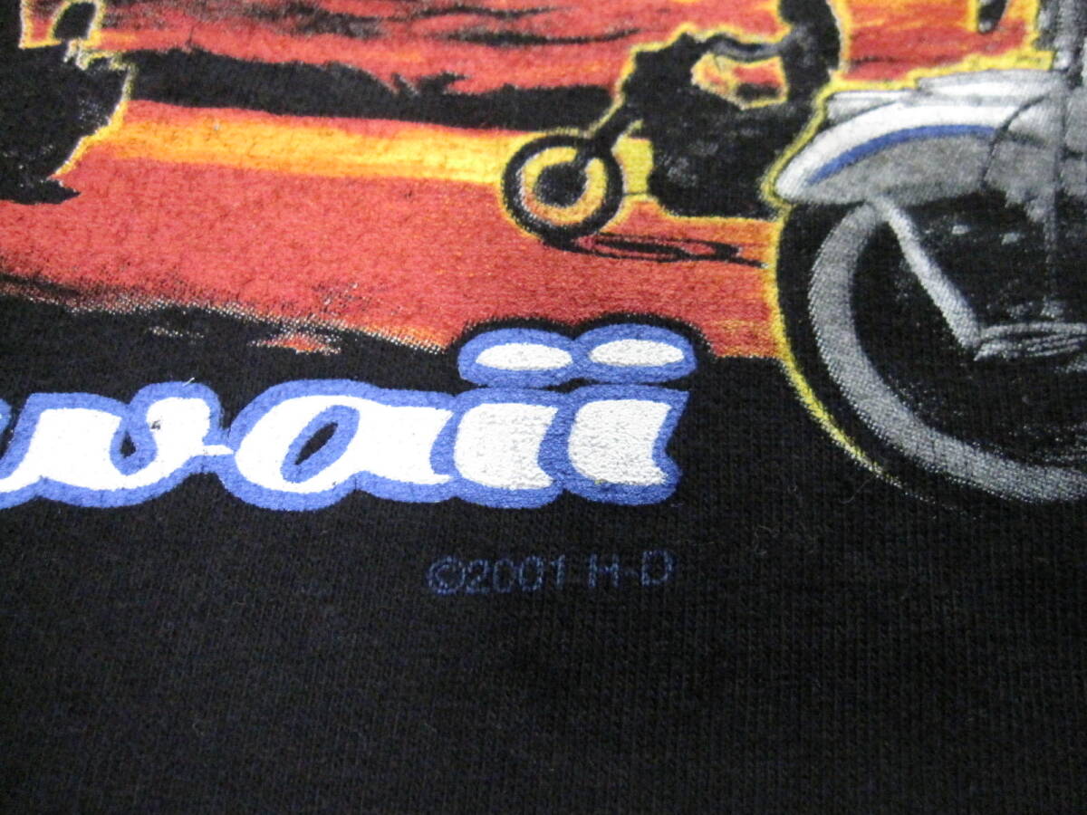 2001年 HARLEY-DAVIDSON ハーレーダビッドソン HAWAII ハワイ 半袖Tシャツ ブラック サイズM USEDキレイ バイクT_画像6