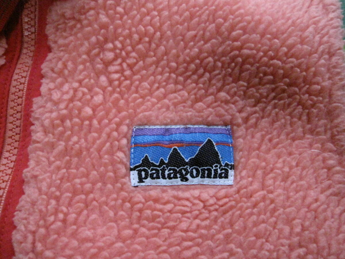 キッズM(10) patagonia パタゴニア ボアベスト ピンク×濃いピンク USED アウトドア キャンプ_画像3