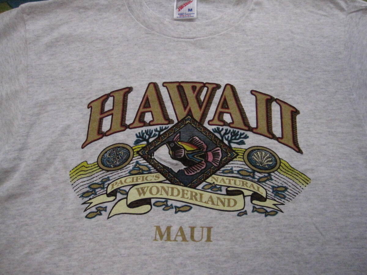 未使用 MADE IN USA製 ビンテージ HAWAII ハワイ 半袖Tシャツ JERZEES グレー霜降り サイズM 綿100 アメリカ製_画像2